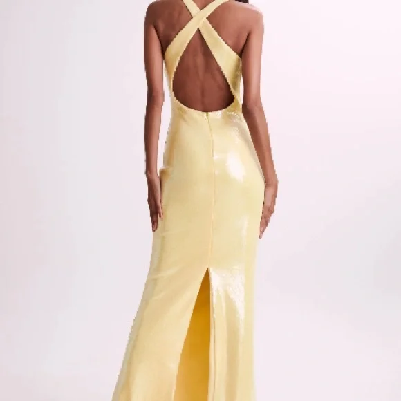 Eliza Rose Yellow Sequin Evening Gown - Picture 5 of 14